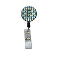 Teachers Aid Letter F Football Blue & Gold Retractable Badge Reel5 x 1 x 2 in. TE951357